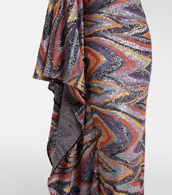 Sequined caped one-shoulder gown | Taller Marmo