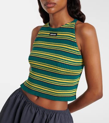 Ribbed-knit striped cotton-blend top | Miu Miu