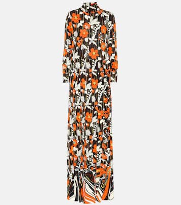 Vestido largo floral cuello alto | Prada