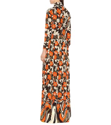Vestido largo floral cuello alto | Prada