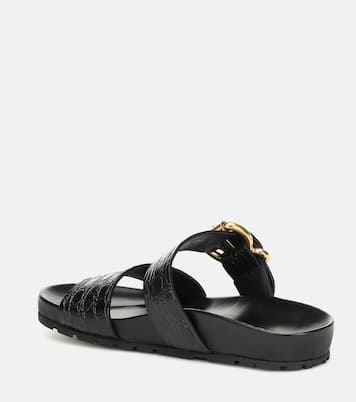 Croc-effect leather slides | Prada