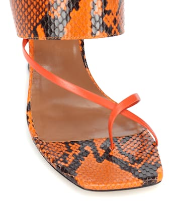 Snake-effect-leather sandals | Paris Texas