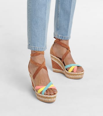 Lagoadonna 120 suede espadrille wedges | Christian Louboutin