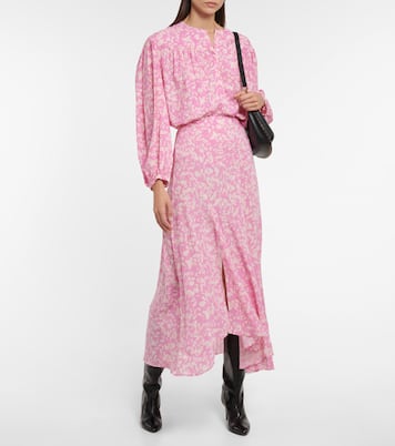 Jupe midi Sakura imprimée en soie mélangée | Isabel Marant