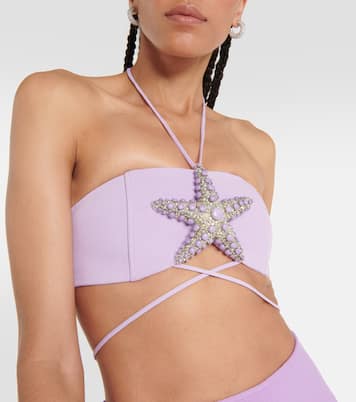 Bralette in crêpe con cristalli | David Koma