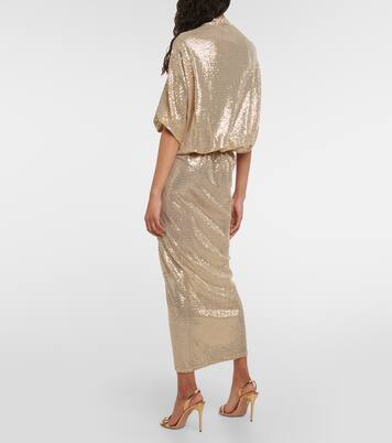 Vestido midi Kimel fruncido con lentejuelas | Dodo Bar Or