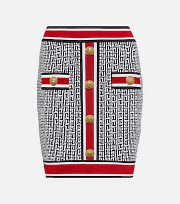 Minifalda de punto Monogram adornada | Balmain
