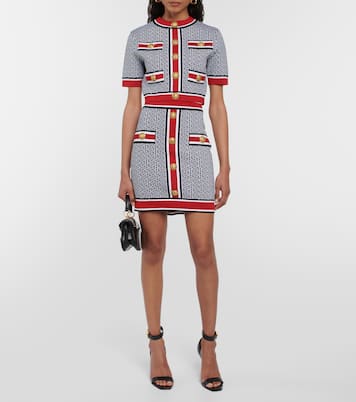Minifalda de punto Monogram adornada | Balmain