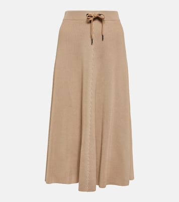 Falda midi de algodón de tiro alto | Brunello Cucinelli