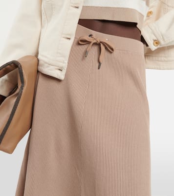 Falda midi de algodón de tiro alto | Brunello Cucinelli
