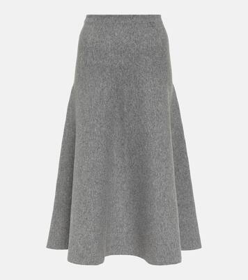 High-rise wool-blend midi skirt | Valentino