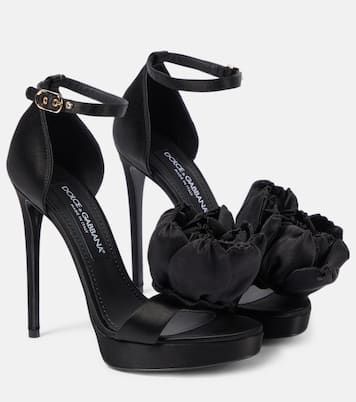 Sandali Keira in raso con applicazione floreale  | Dolce&Gabbana