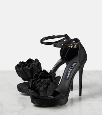 Sandali Keira in raso con applicazione floreale  | Dolce&Gabbana