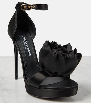 Sandali Keira in raso con applicazione floreale  | Dolce&Gabbana