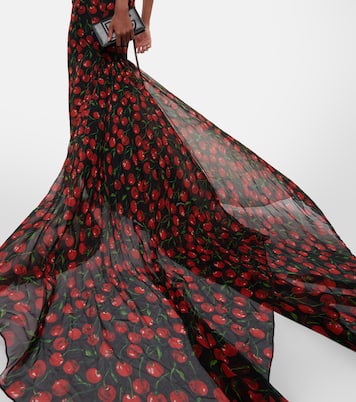 Cherry printed silk chiffon gown | Dolce&Gabbana