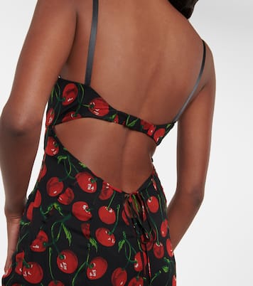 Cherry printed silk chiffon gown | Dolce&Gabbana