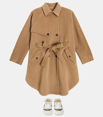 Double-breasted wool and cashmere coat | Brunello Cucinelli Kids