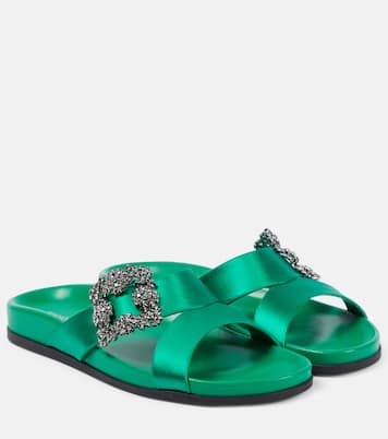 Sandalias Chilanghi de satén adornadas | Manolo Blahnik