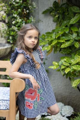 Gingham embroidered cotton dress | Tartine et Chocolat