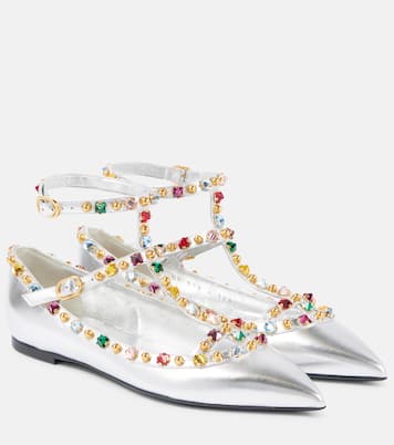 Rockstud embellished leather ballet flats | Valentino Garavani