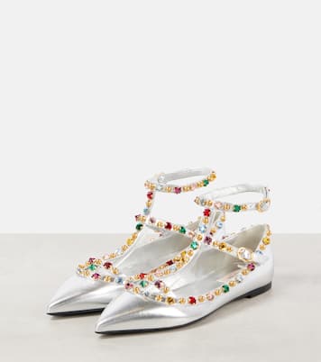 Rockstud embellished leather ballet flats | Valentino Garavani