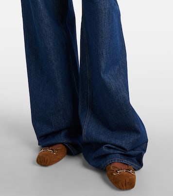 Jean ample bordé de cuir | Gucci