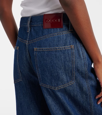 Jean ample bordé de cuir | Gucci