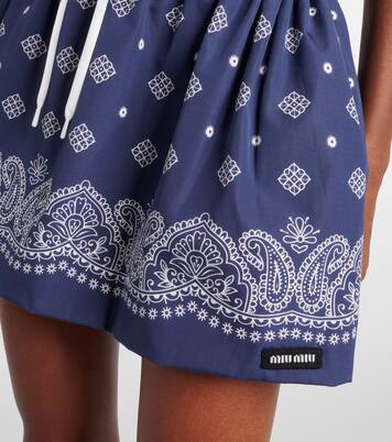 Bandana printed cotton poplin miniskirt | Miu Miu