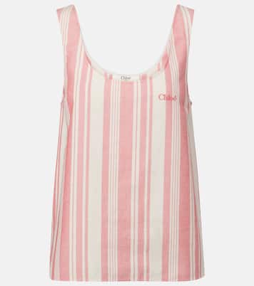 Top de algodón a rayas con logo | Chloé