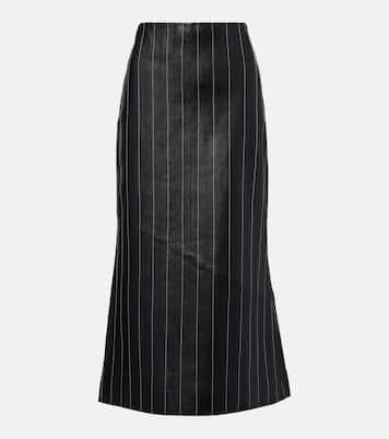 Jupe midi brodée en cuir | Victoria Beckham