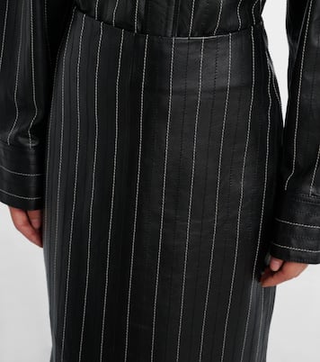 Jupe midi brodée en cuir | Victoria Beckham
