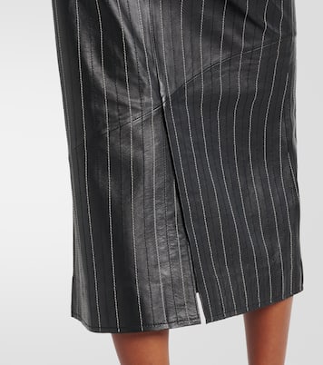 Jupe midi brodée en cuir | Victoria Beckham