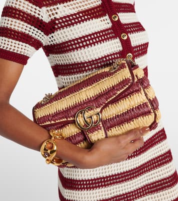 GG Marmont Medium woven shoulder bag | Gucci
