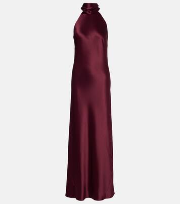 Sienna halterneck satin gown | Galvan