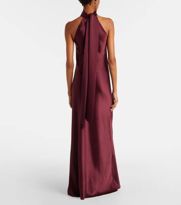Sienna halterneck satin gown | Galvan