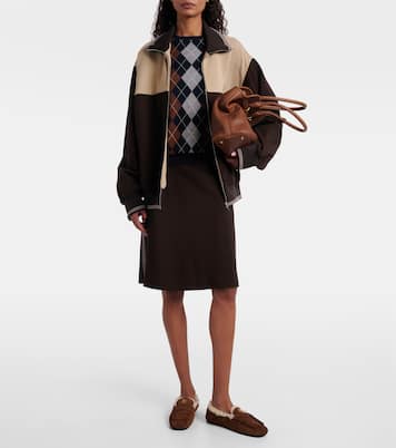 Ruches shearling-lined suede penny loafers | Miu Miu
