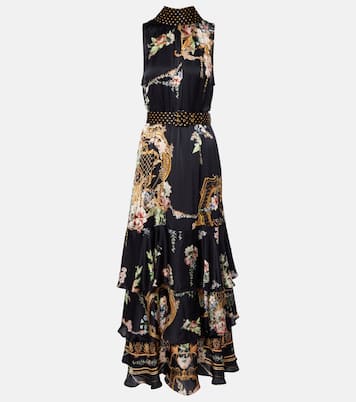 Belted floral tiered silk maxi dress | Camilla