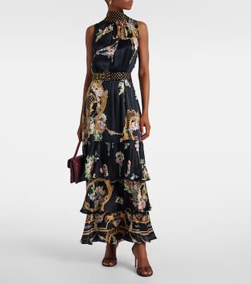 Belted floral tiered silk maxi dress | Camilla