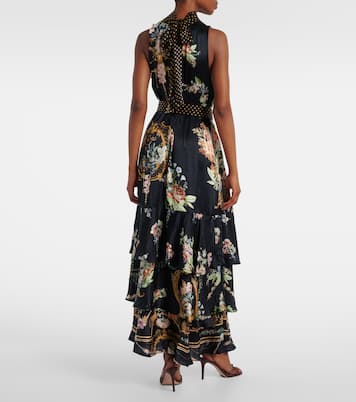 Belted floral tiered silk maxi dress | Camilla