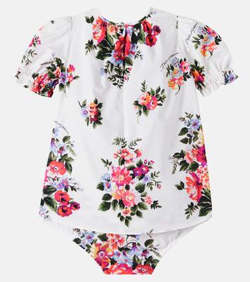 Baby floral cotton poplin dress and bloomers set | Dolce&Gabbana Kids