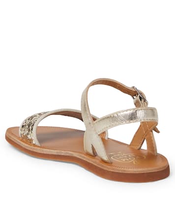 Sandalen Plagette Buckle aus Metallic-Leder | Pom d'Api
