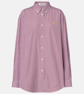Striped oversized cotton shirt | Miu Miu