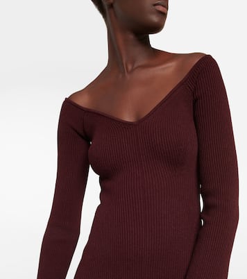 Pia off-shoulder ribbed-knit midi dress | Khaite