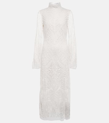 Bridal Borghese backless lace midi dress | Galvan