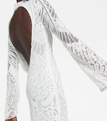 Bridal Borghese backless lace midi dress | Galvan