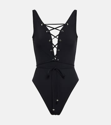 Black lace up swimsuit online