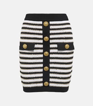 Minigonna in maglia a righe a vita alta | Balmain