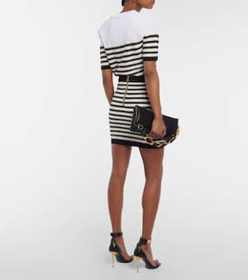 Minigonna in maglia a righe a vita alta | Balmain