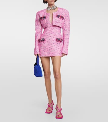 Embellished bouclé cropped jacket | Area