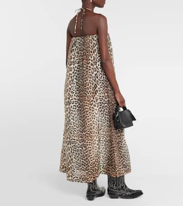 Leopard-print voile maxi dress | Ganni